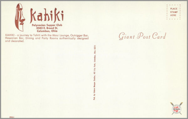 Kahiki Supper Club - Postcard Unposted #2